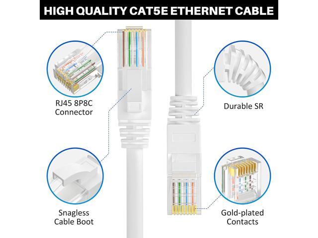 Cat5e Ethernet Cable 50 FT, Long Cat 5e Internet Cable, White Snagless Patch Cord, Flexible, Network, LAN, PoE, Standard RJ45 Connector for PC,...