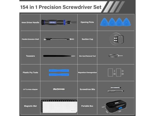 KIROGILY Precision Screwdriver Set, 154 in 1 Small Screwdriver Set, Mini Screwdriver Magnetic Repair Tool Kit for Electronics Computer PC Laptop...