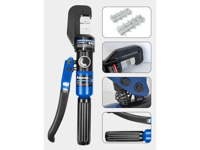 AMZCNC Hand Operated Hydraulic Crimping Tool Hydraulic Cable Lug Crimper 8 US TON 12 AWG to 00 (2/0) Electrical Terminal Cable Wire Tool Kit with 9...