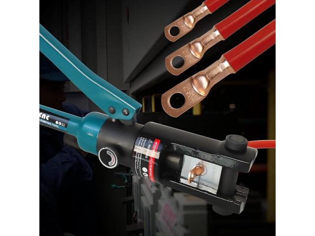 AMZCNC Industrial Hydraulic Cable Lug Crimper 16 Ton 9 AWG to 600 MCM Electrical Terminal Cable Wire Tool Kit Includes 13 Pairs of Die Sets