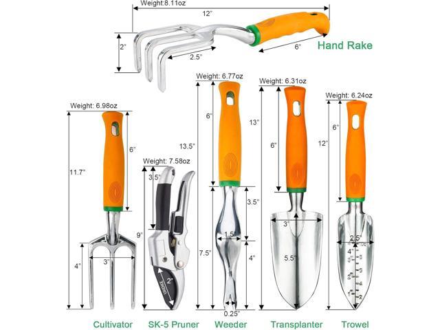 UKOKE Garden Tool Set, 12 Piece Aluminum Hand Tool Kit, Garden Canvas Apron with Storage Pocket, Outdoor Tool, Heavy Duty Gardening Work Set with...