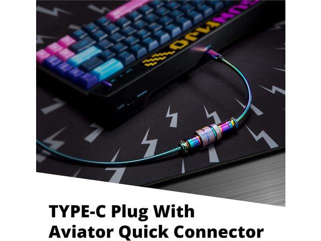 GUNMJO Pro 304 Stainless Steel Straight USB C Cable for Gaming Keyboard, Mechanical Keyboard Cable with Detachable Metal Aviator for Computer...