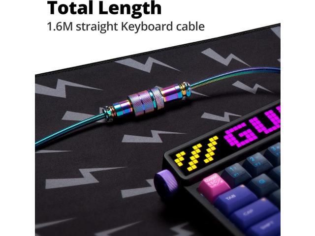 GUNMJO Pro 304 Stainless Steel Straight USB C Cable for Gaming Keyboard, Mechanical Keyboard Cable with Detachable Metal Aviator for Computer...