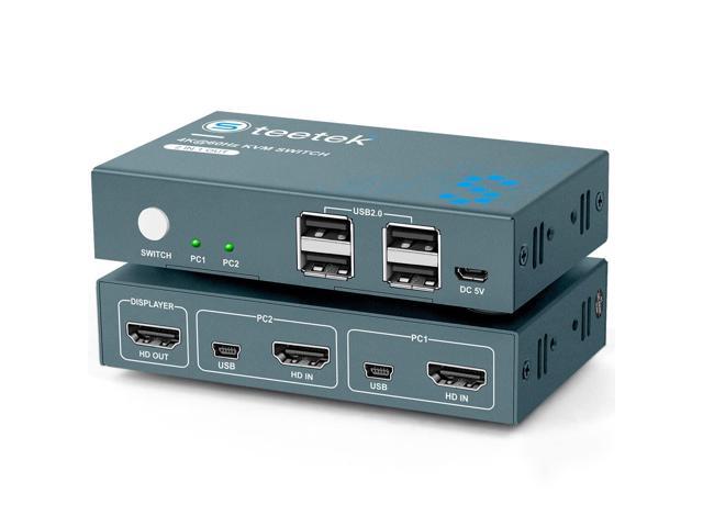 Steetek USB 2.0 KVM Switch 2 Port Box, UHD 4K@60Hz, USB HDMI KVM Switch for 2 Computers Share Keyboard Mouse Printer and 1 HD Monitor, 4 USB 2.0...