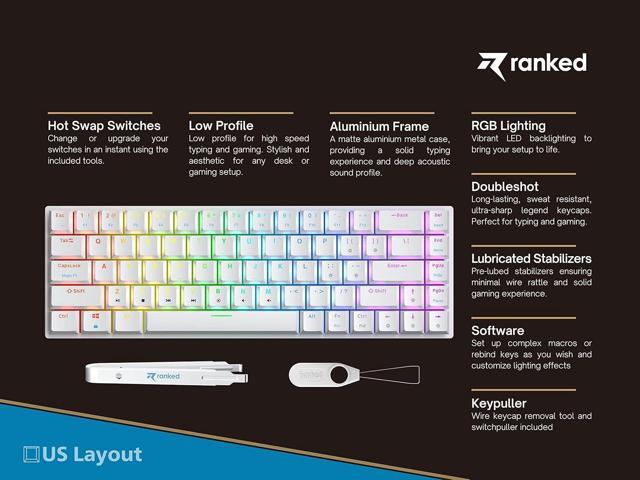 Ranked G65 Guardian 65% Full Aluminum Frame Ultra Slim Hot Swappable Mechanical Gaming Keyboard 68 Keys Multi Color RGB LED Backlit for...