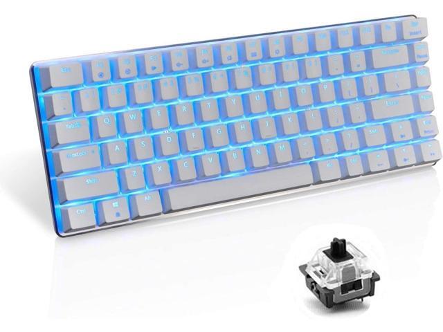 LexonElec Wired Gaming Keyboard AK33 Blue LED Backlit 82 Keys USB Mechanical Pro Gamer Keypad for Office Typists Playing Games (Black Switch,White)