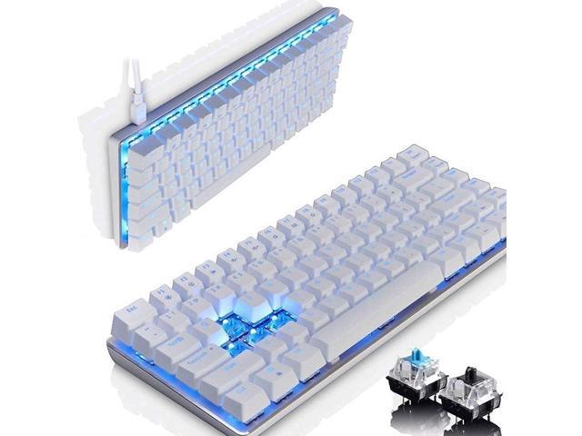 LexonElec Wired Gaming Keyboard AK33 Blue LED Backlit 82 Keys USB Mechanical Pro Gamer Keypad for Office Typists Playing Games (Black Switch,White)