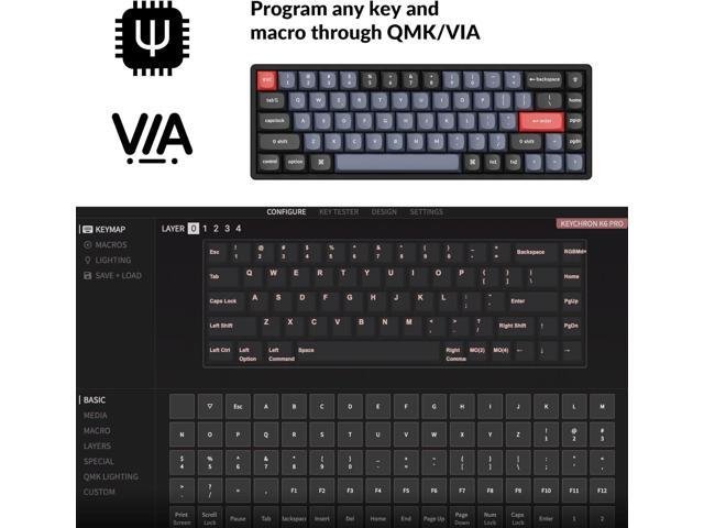 Keychron K6 Pro Wireless Custom Mechanical Keyboard, QMK/VIA Programmable Macro, Hot-Swappable Keychron K Pro Brown Switch, 65% Layout Aluminum RGB...