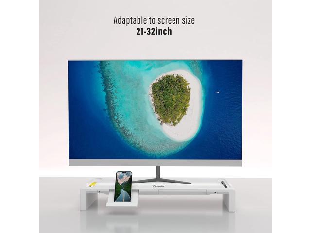 Monitor Stand Riser, Foldable Computer Monitor Riser, Adjustable Length Computer Stand and Storage Drawer & Pen Slot, Phone Stand Compatible...