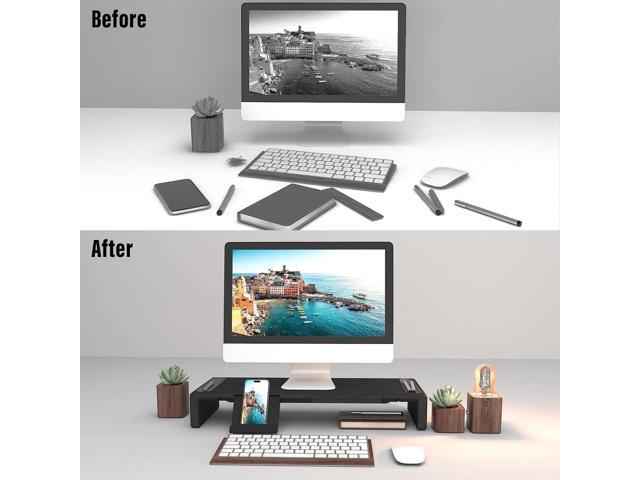 OImaster Monitor Stand Riser, Foldable Computer Monitor Riser, Adjustable Length Computer Stand and Storage Drawer & Pen Slot, Phone Stand...