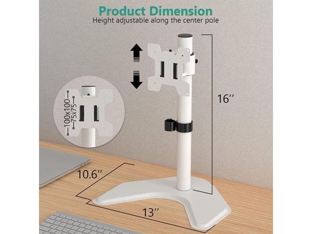 WALI Single Monitor Stand, Free Standing Desk Stand with Mounting Holes 75 to 100, Fully Adjustable Mount Fits One Screen up to 32 inch (MF001-W),...