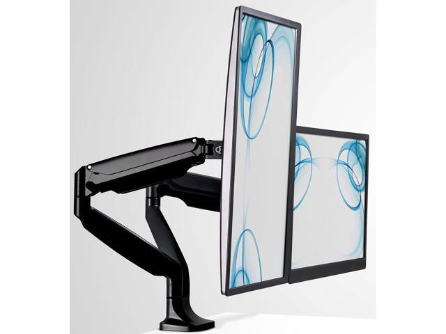 Mount-It! Dual Monitor Arm Mount Desk Stand Two Articulating Gas Spring Height Adjustable Arms Fits 2 x 24 27 29 30 32 Inch VESA 75 100...