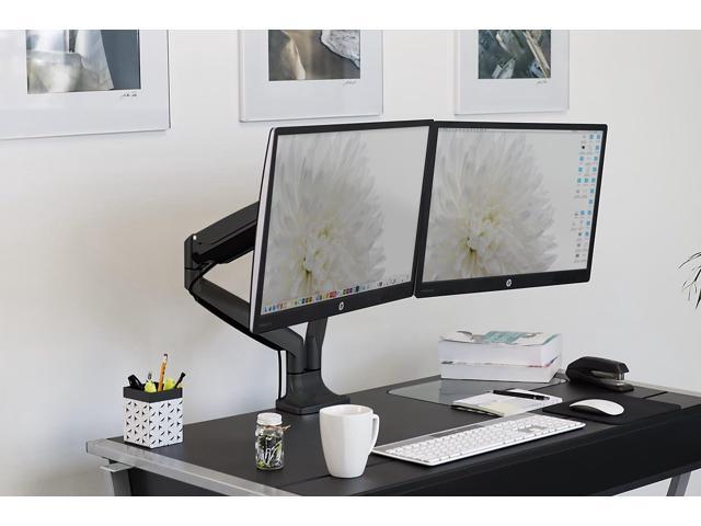 Mount-It! Dual Monitor Arm Mount Desk Stand Two Articulating Gas Spring Height Adjustable Arms Fits 2 x 24 27 29 30 32 Inch VESA 75 100...