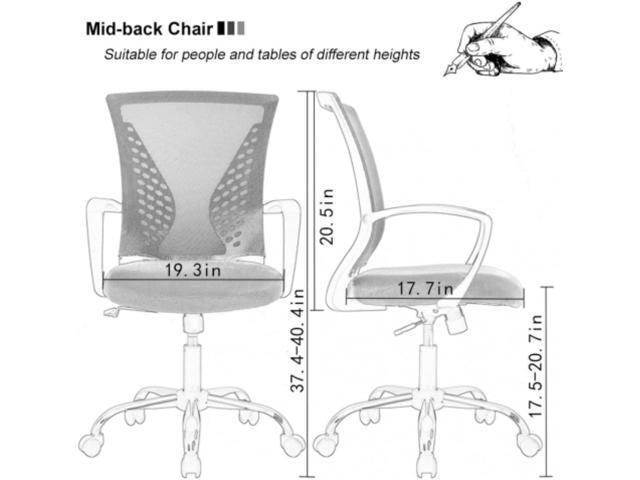Lucky Shop Home Office Chair Mesh Desk Chair, Ergonomic Computer with Lumbar Support& Armrest, Adjustable Executive Task Modern Mid Back Rolling...