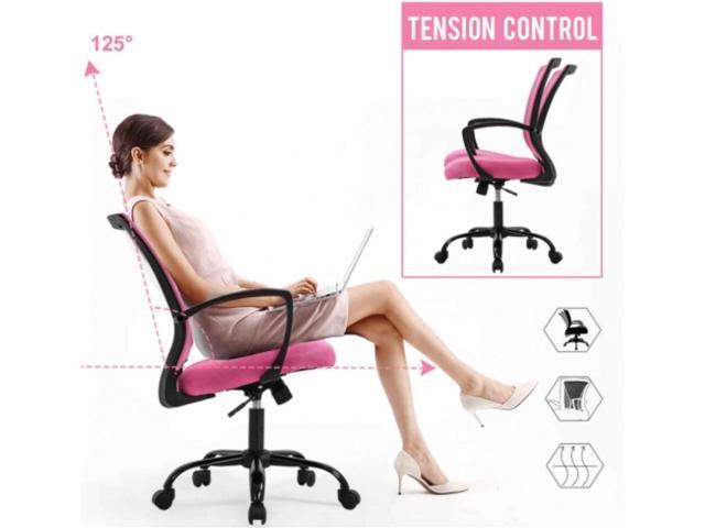Lucky Shop Home Office Chair Mesh Desk Chair, Ergonomic Computer with Lumbar Support& Armrest, Adjustable Executive Task Modern Mid Back Rolling...
