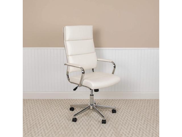 Flash Furniture Hansel High Back White LeatherSoft Contemporary Panel Executive Swivel Office Chair