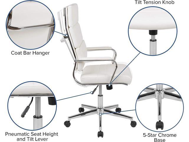 Flash Furniture Hansel High Back White LeatherSoft Contemporary Panel Executive Swivel Office Chair