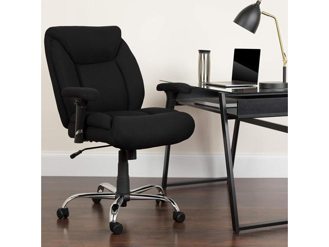 Flash Furniture HERCULES Series Big & Tall 400 lb. Rated Black Fabric Deep Tufted Swivel Ergonomic Task Office Chair with Adjustable Arms