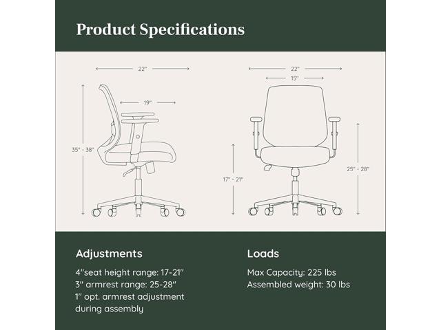 Branch Daily Chair - Computer Office Chair with Swivel, Lumbar Rest, and Adjustable Armrests - Sustainable, Stylish Mesh, & Adjustable Armrests -...