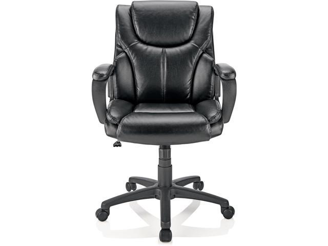 Brenton Studio Mayhart Vinyl Mid-Back Chair, Black