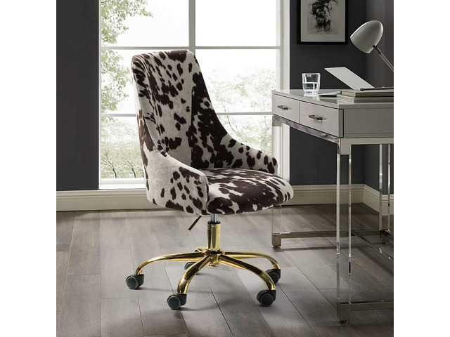 HULALA HOME Upholstered Desk Chair Modern Armless Office Chair with Wheels, Adjustable Swivel Fabric Task Chair for Living Room, Bedroom, Vanity...