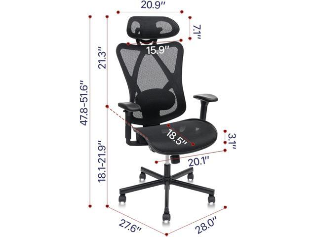 Mesh Office Chair,Ergonomic Office Chairs with Wheels,Adjustable Lumbar Support,Armrest,Headrest-Tilt High Back Desk Chair with Mute Wheel for...