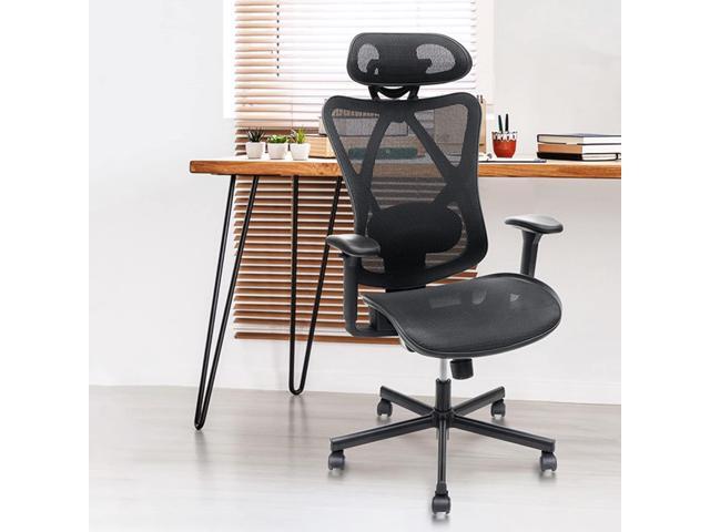 Mesh Office Chair,Ergonomic Office Chairs with Wheels,Adjustable Lumbar Support,Armrest,Headrest-Tilt High Back Desk Chair with Mute Wheel for...