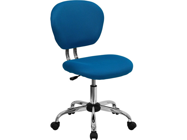 Flash Furniture Beverly Mid-Back Turquoise Mesh Padded Swivel Task Office Chair with Chrome Base