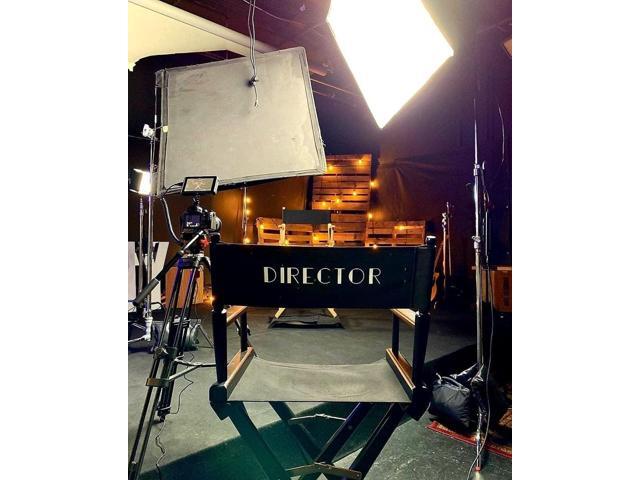 Filmcraft Professional Grade Tall Director's Chair (30', Black Finish, Black Canvas)