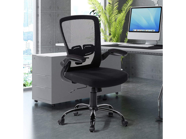 UNICOO - Mid Back Mesh Computer Chair, Office Task Desk Chair, Swivel Home Comfort Chairs with Padded Flip-up Armrests and Adjustable Lumbar...