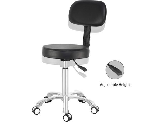 Antlu Rolling Stool Drafting Chair for Garage Shop Workbench Kitchen Medical Salon,Swivel Adjustable Stool with Wheels and Back Support (Black,...