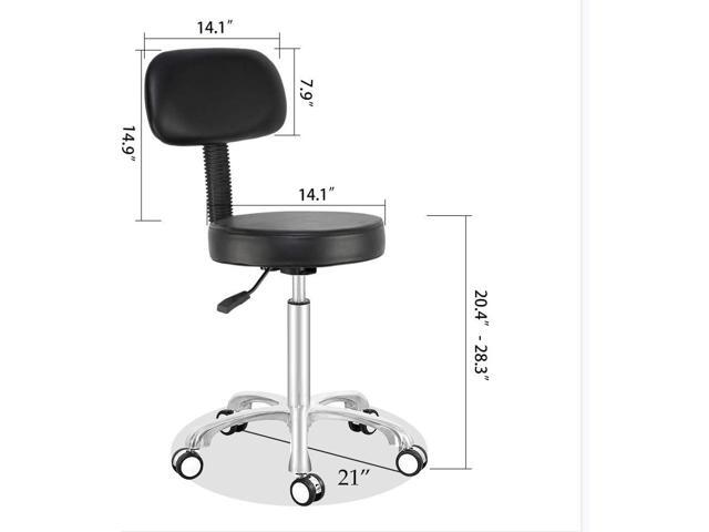 Antlu Rolling Stool Drafting Chair for Garage Shop Workbench Kitchen Medical Salon,Swivel Adjustable Stool with Wheels and Back Support (Black,...