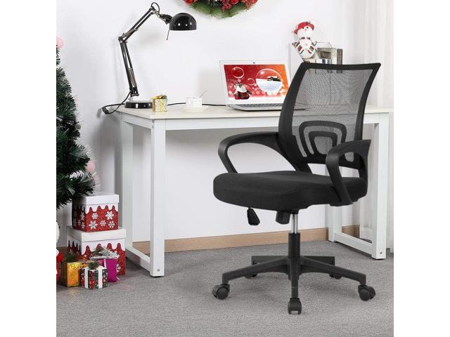 Yaheetech Office Chair Mid Back Swivel Lumbar Support Desk Chair, Height Adjustable Computer Ergonomic Mesh Chair with Armrest Black, 2-Pack