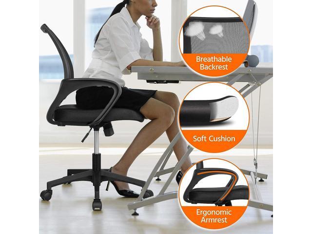 Yaheetech Office Chair Mid Back Swivel Lumbar Support Desk Chair, Height Adjustable Computer Ergonomic Mesh Chair with Armrest Black, 2-Pack
