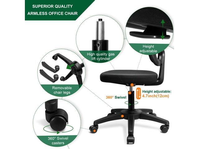KOLLIEE Armless Office Chair Mesh Ergonomic Small Desk Chair Armless Adjustable Swivel Black Computer Task Chair No Armrest Mid Back Home Office...