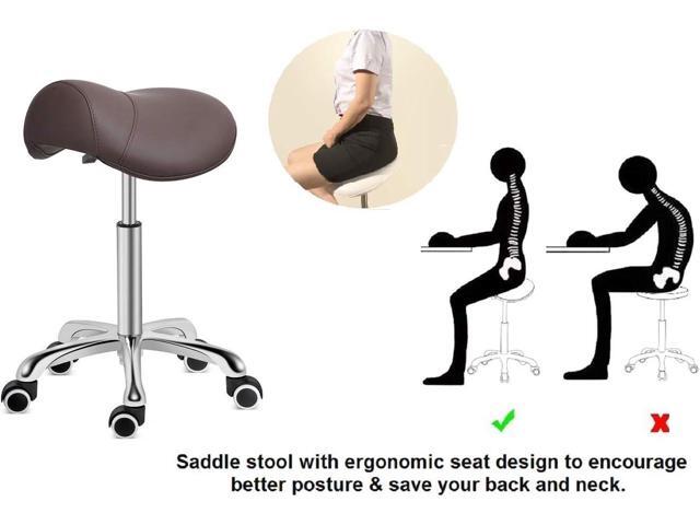 Kaleurrier Saddle Stool Rolling Swivel Height Adjustable with Wheels,Heavy Duty Stool,Ergonomic Stool Chair for...