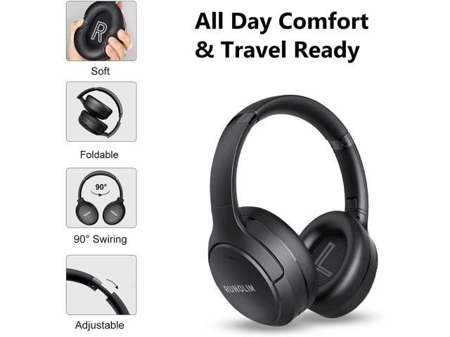 RUNOLIM Hybrid Active Noise Cancelling Headphones, Wireless Over Ear Bluetooth Headphones with Microphone, 70H Playtime, Foldable Headphones with...