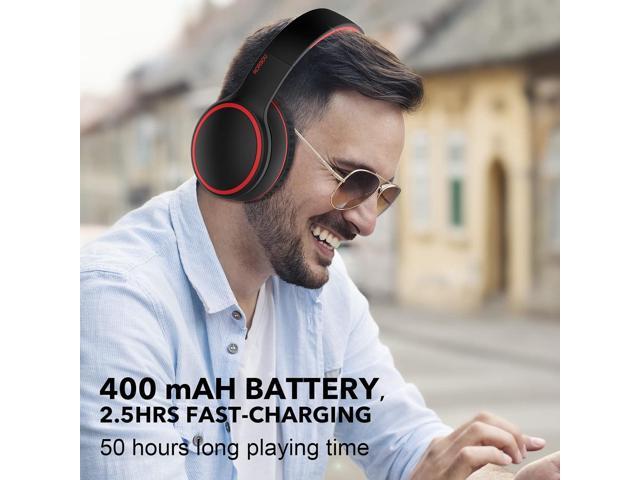 RORSOU B10 Bluetooth Headphones Over Ear, Lightweight Folding Stereo Bass Wireless Headset with Mic, 50H Playtime, Volume Control, Bluetooth 5.3...