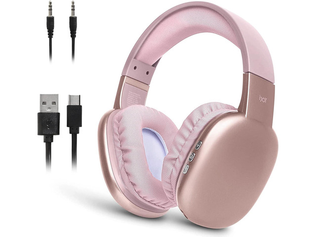 iJoy Ultra Wireless Over-Ear Bluetooth Headphones with Mic,10H Playtime, Bluetooth Headset with Backup Wire & SD Slot, Wireless Headphones for...