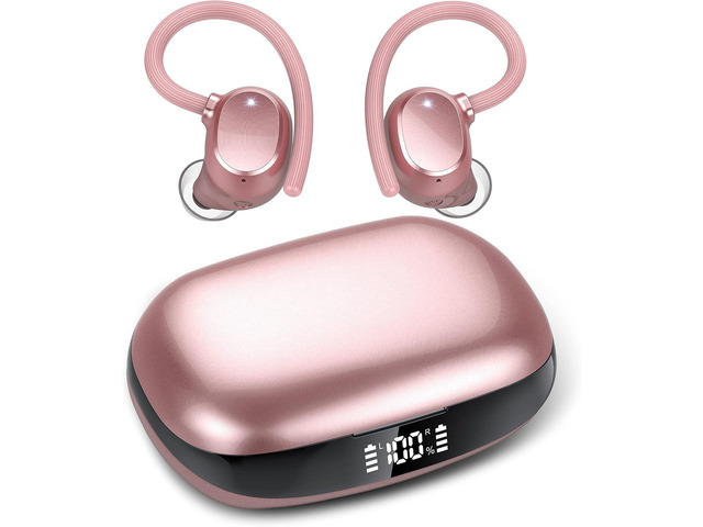 Wireless Earbuds for Small Ear, HiFi Stereo Sport Bluetooth 5.3 Headphones with Earhooks, 48H Deep Bass Running Ear Buds with LED Display, Noise...
