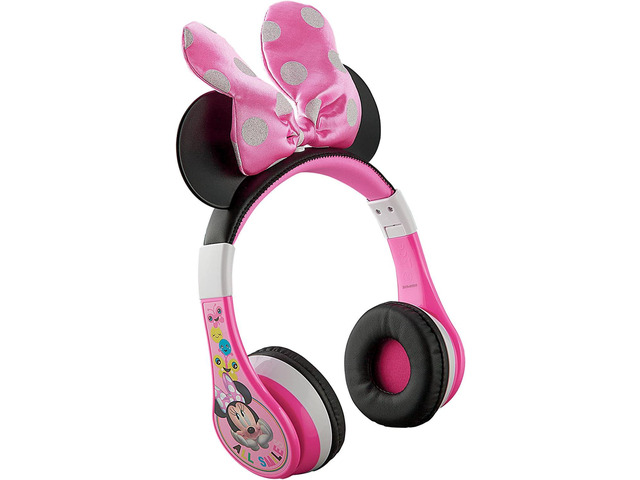 eKids Minnie Mouse Kids Bluetooth Headphones, Wireless with Microphone Includes Aux Cord, Volume Reduced Foldable Headphones for School, Home, or...
