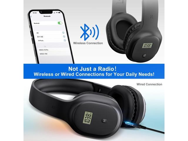 Wireless Headphones with FM Radio and Bluetooth 5.0, Rechargeable Portable Headset with Built-in Microphone, Lightweight and Comfortable Ear Muffs...
