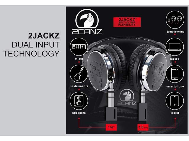 2CANZ Over-Ear Professional Wired DJ Headphones - 50mm Neodymium Drivers, Closed Back, Plush Comfrasoft Ear Cushions, 8-Way Adjustable Earpads,...