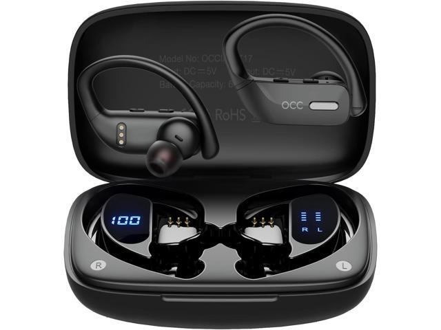 occiam Bluetooth Headphones True Wireless Earbuds 48H Playback LED Power Display Earphones with 600mAh Charging Case IPX5 Waterproof in-Ear Earbuds.