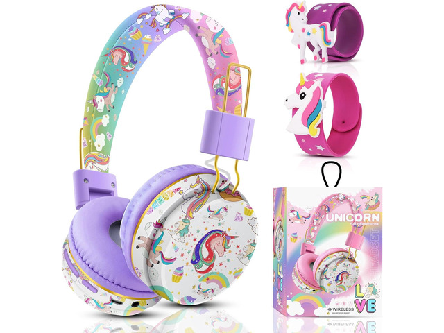QearFun Unicorn Kids Bluetooth Headphones, 85dB Safe Volume Limit For kids at school, tablet, travel, or airplane use, enjoy wireless mode, mic,...
