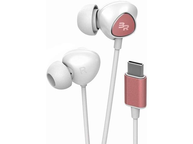 Bolle & Raven USB-C Headphones with Mic, in-Ear Wired Earphones with Inline Remote + Microphone for Type-C Phones Including Pixel 6/7/8 Pro, Galaxy.