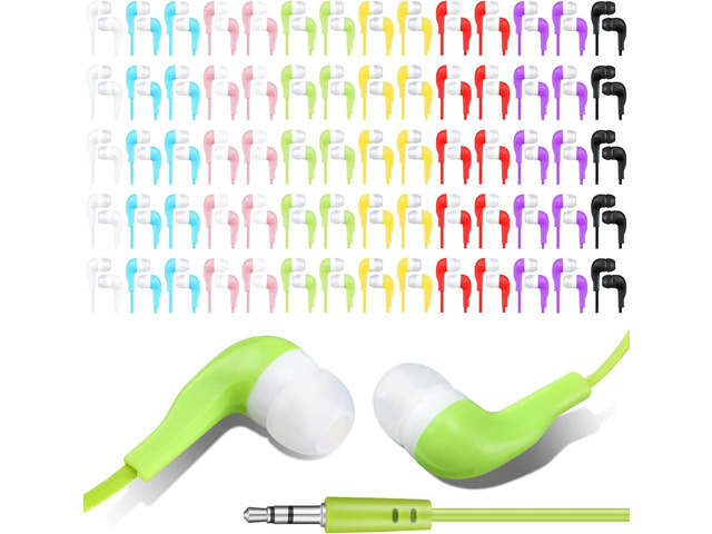 Kigeli Students Earbuds Bulk 100 Pack Earphones in-Ear Headphones for Classroom School Libraries Students Teens Compatible with Most 3.5 mm...