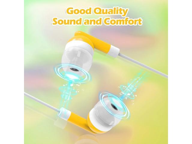 CN-Outlet Wholesale Earbuds Bulk Headphones Individually Bagged 50 Pack for iPhone, Android, MP3 Player for Schools, Libraries, Hospitals (Yellow)
