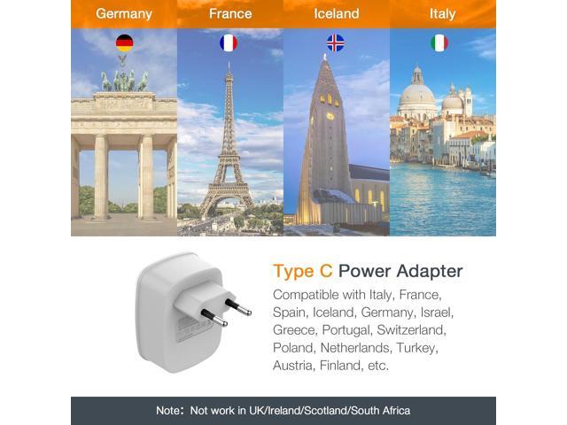 European Travel Plug Adapter 3 Pack, TESSAN International Power Adaptor 2 USB, Type C Outlet Charger USA to Most of Europe EU Spain Iceland Italy...
