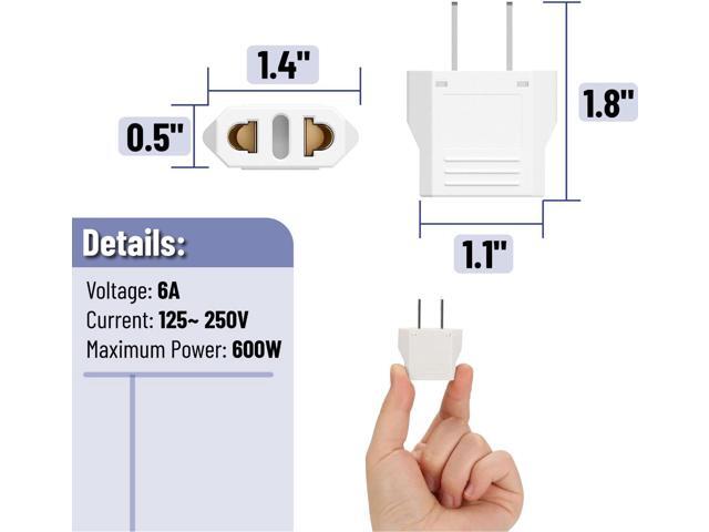 Bates- Europe to US Plug Adapter, 3 Pack, European to US Plug Adapter, EU to US Plug Adapter, Adapter Europe to USA, Plug Adapter European to...